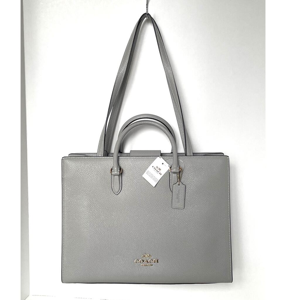 Coach Maggie Large Tote CY666 Dove Gray Pebbled Leather Bag